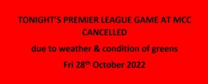28102022 Premier Game Cancelled