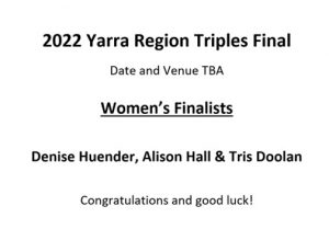 2022 Yarra Triples Finalists Post